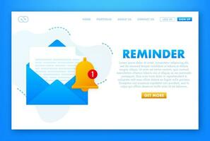 Enable reminder notification. Email notification. Message alert. Vector stock illustration