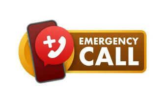 Flat illustration with red emergency call for concept design. Call icon vector. Hotline concept vector