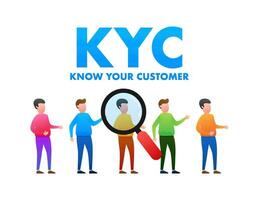 KYC or know your customer. Idea of business identification and finance safety. Vector stock illustration
