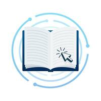 Internet education. Book icon. E learning resources. Vector stock illustration