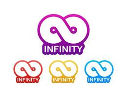 Infinity in abstract style on white background. Round logo. Future concept. Vector stock illustration