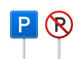 Template with blue parking. Logo, icon, label. Parking on white background. Web element. Vector stock illustration