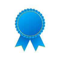 Blue award rosette with ribbon. Vector stock illustration