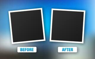 Colorful before and after frames. Vector illustration. Vector template. Design template