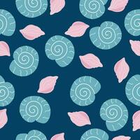 Seamless pattern with hand drawn seashells. Vector ocean themed design.