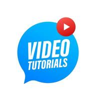 Video tutorials Button, icon, emblem label Vector illustration