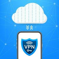 Secure VPN connection concept. Virtual private network connectivity overview. Vector stock illustration. Vector illustration