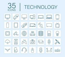 Technology icon on white background. Information technology. Digital communication. Device icon. Global network connection. Vector stock illustration