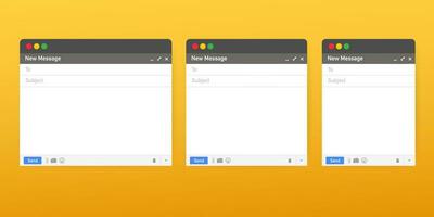 Email template. Blank e mail browser window. Mail message web page vector frame. Vector illustration.