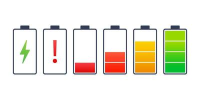 Battery charge level. Charge indicator. Electric power. Vector stock illustration