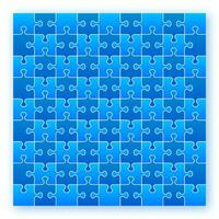 Jigsaw puzzle blank template or cutting guidelines. Vector illustration.