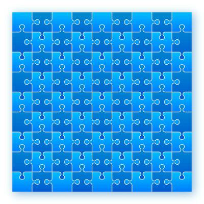 Jigsaw puzzle blank template or cutting guidelines. Vector illustration.