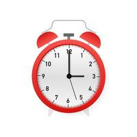 Alarm clock red wake up time. Vector illustration.