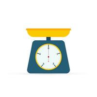 Weight scale on white background. Weighing scales with pan and dial. Vector illustration.