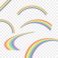 arcoiris en diferente forma realista conjunto en transparente. vector ilustración.