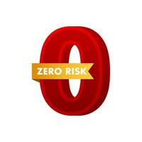 Zero risk in 3d style on white background. 3d vector illustration.