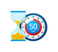 The 50 minutes, stopwatch vector icon. Stopwatch icon in flat style, timer on on color background. Vector illustration