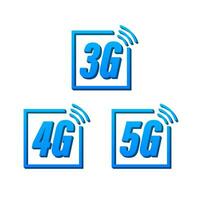 5G, 4G, 3G symbol set isolated on background, mobile communication technology and smartphone network. Vector stock illustration