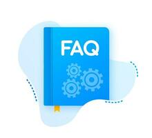 Download FAQ Book icon with question mark. Book icon and help, how to, info, query concept. vector