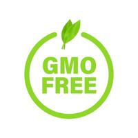 Green colored GMO free emblems, badge, logo, icon. Vector stock illustration