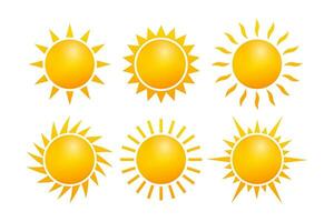 Set Realistic sun icon for weather design on white background. Vector illustration.