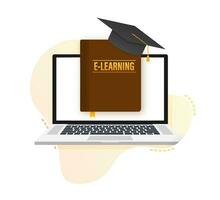 E learning, Online education concept banner. Online training courses. Tutorials. Vector illustration.