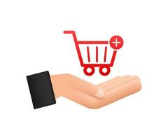 Add to cart icon with hands. Shopping Cart icon. Vector illustration