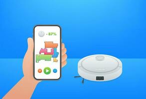 Robot vacuum cleaner. Housework done by robot. Vector illustration