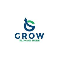 Modern grow logo design template. Abstract arrow shapes logo design in letter G graphic vector illustration. Symbol, icon, creative