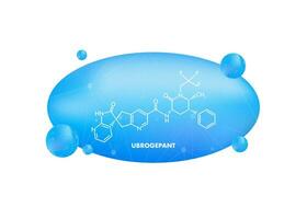 Ubrogepant migraine drug molecule. Skeletal formula vector