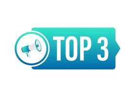 Top3   Top Three colorful label on white background. Vector illustration