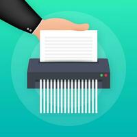 Paper shredder icon document business office information protection. Vector illustration.