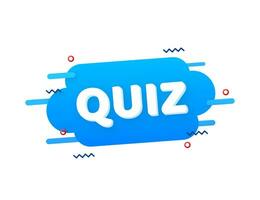 Quiz logo with clock, concept of questionnaire show sing, quiz button, question competition. Vector stock illustration