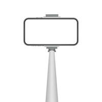 Monopod Selfie stick with empty smartphone screen. Stick for selfie. Vector stock illustration