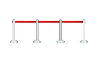 Red carpet with red ropes on silver stanchions. Exclusive event, movie premiere. Vector stock illustration.