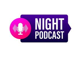 Night Podcast icon, vector symbol in flat isometric style isolated on color background. Vector stock illustration