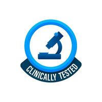 Clinically tested sign. Lab tested sign. Check mark and laboratory flask. Vector stock illustration