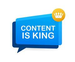 Content is king, flat icon, badge on white background. Vector illustration