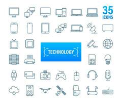 Technology icon on white background. Information technology. Digital communication. Device icon. Global network connection. Vector stock illustration