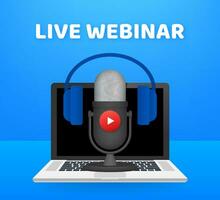 Live Webinar Button, icon. Vector stock illustration