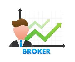 Broker icon. Stock trading on the exchange. Vector stock illustration