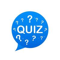 Quiz logo with speech bubble symbols, concept of questionnaire show sing, quiz button, question competition. Vector stock illustration