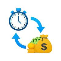 Time money saving. Financial investments. Time management, revenue increase vector