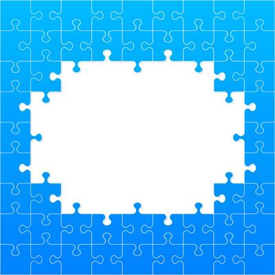 Jigsaw puzzle blank template or cutting guidelines. Vector illustration