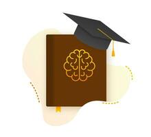 Brain reading a book. Reading for exam, knowledge, studying. Vector stock illustration