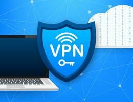 Secure VPN connection concept. Virtual private network connectivity overview. Vector stock illustration