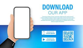 Download page of the mobile app. Empty screen smartphone for you app. Download app. Vector stock illustration.