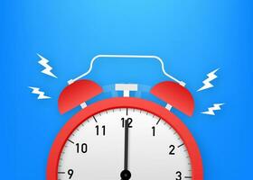 Alarm clock red wake up time. Vector stock illustration