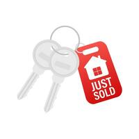 Just sold key on white background. Vector stock illustration