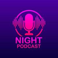 Night Podcast icon, vector symbol in flat isometric style isolated on color background. Vector stock illustration